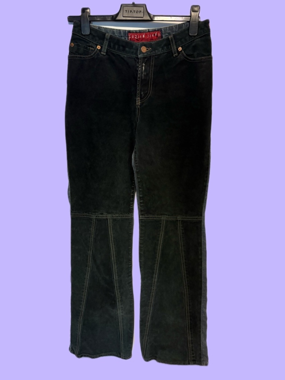 Vintage Y2K Fusion Black Suede Flared Jeans